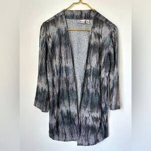 Chico’s Gray Purple Sparkle Stripe Lightweight Open Front Sweater Size 1 (US M)